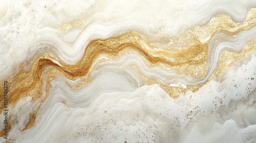 Abstract Gold and White Marble Swirl Design Abstract Gold and White Marble Swirl Design