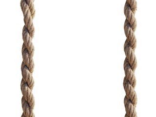 Closeup rope border isolated on white background.