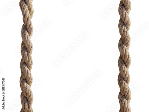 Closeup rope border isolated on white background.