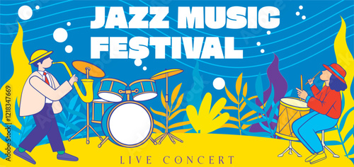 Music festival banner template. Event poster for social media, advertisement, billboard, ads. Music fest flyer promotion design. Rock, jazz, pop, dj. Event banner for digital and print