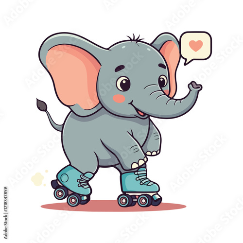 Cute Elephant Cartoon Vector Icon Illustration Animal Sport Icon Isolated Flat vector illustration photo