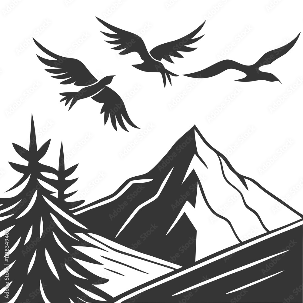 Obraz premium A Color Blocked Nature Scenes High Quality Editable Vector Design And Illustration