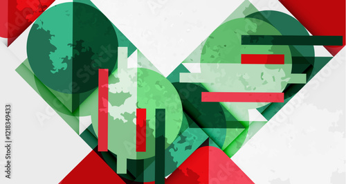 Squares, circles and triangles and grainy noisy texture. Vector Illustration For Wallpaper, Banner, Background, Card, Book Illustration, landing page