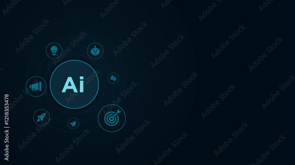 Animated AI technology, robot core, electric line, artificial intelligence, cpu system, future tech, electronic cloud computing concept,business development Animated AI technology, robot core, electric line, artificial intelligence, cpu system, future tech, electronic cloud computing concept,business development