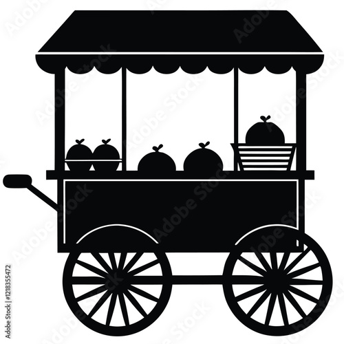Fruit vendor cart silhouette