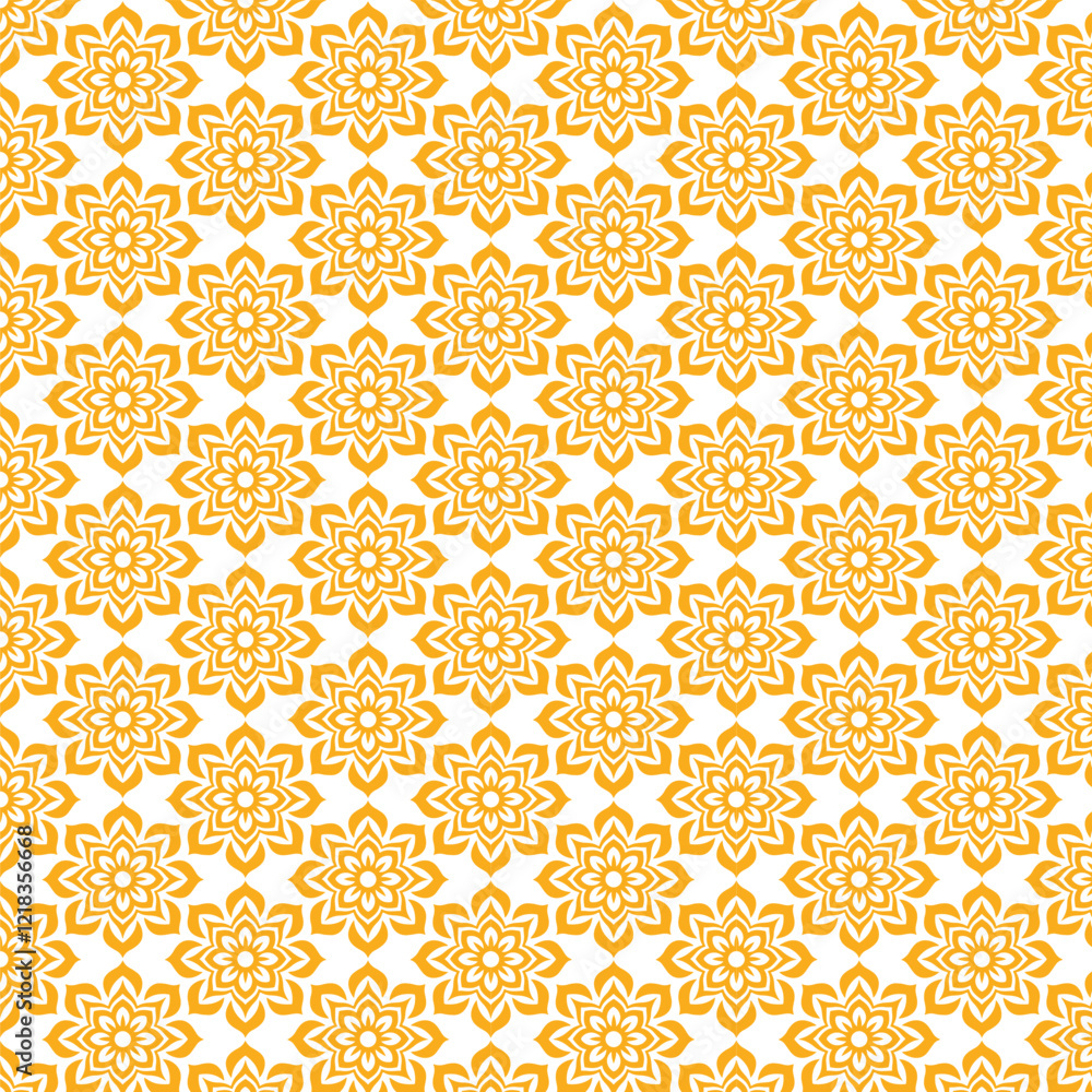 Fototapeta premium Vintage floral vector seamless pattern with yellow and orange flower illustrations for fabric and textile design