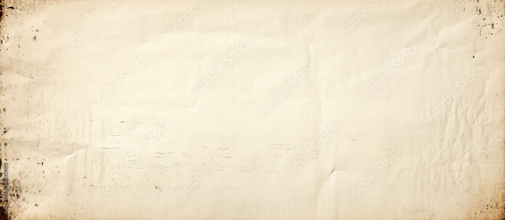 Fototapeta premium Antique parchment texture with beige and brown hues, subtle wear on edges, centered copy space against a clean white background.