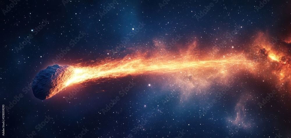 Fiery Comet Blazing Across the Cosmos: A Celestial Spectacle Fiery Comet Blazing Across the Cosmos: A Celestial Spectacle