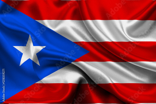 High detailed flag of Puerto Rico. National Puerto Rico flag. North America. 3D illustration.