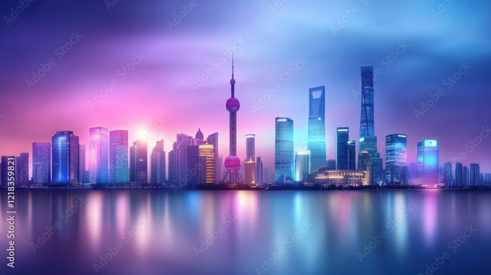 a breathtaking view of a glowing city skyline at night, with skyscrapers adorned with bright neon lights a breathtaking view of a glowing city skyline at night, with skyscrapers adorned with bright neon lights