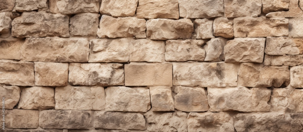 Textured medieval stone wall close up featuring rough sandy surfaces in neutral beige tones ideal for background design uses Textured medieval stone wall close up featuring rough sandy surfaces in neutral beige tones ideal for background design uses