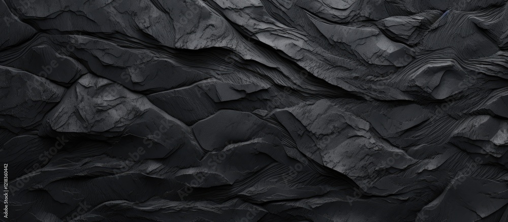 Black textured surface with uneven rock-like patterns creates a natural background, ideal for copy space, highlighted by deep shadows. Black textured surface with uneven rock-like patterns creates a natural background, ideal for copy space, highlighted by deep shadows.
