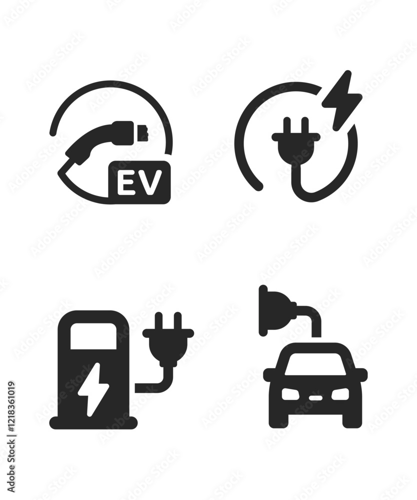 Electric vehicle icons stock illustration Electric vehicle icons stock illustration