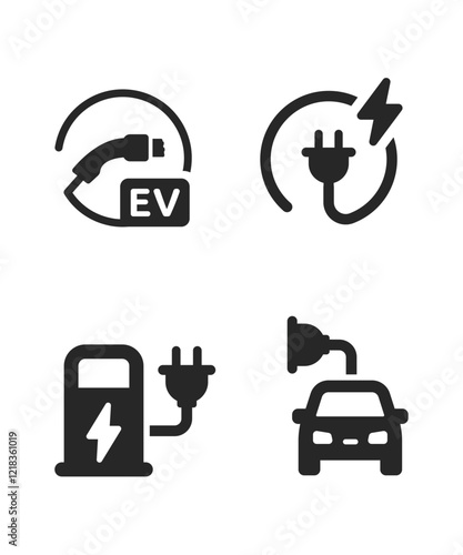 Electric vehicle icons stock illustration
