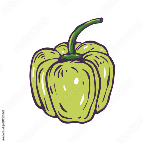 Illustration of a Fresh Green Bell Pepper Showcasing Its Vibrant and Delicious Nature