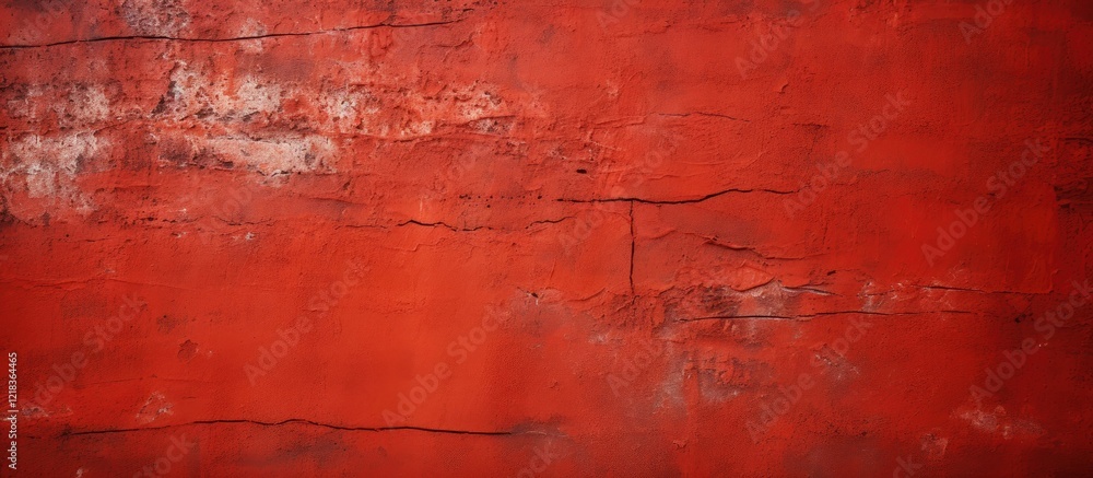 Obraz premium Textured red wall background featuring a scratched surface suitable for copy space located centrally, creating a striking visual contrast.