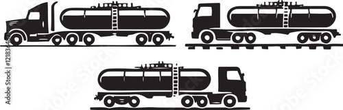 Fuel Truck Silhouette vector illustration icon