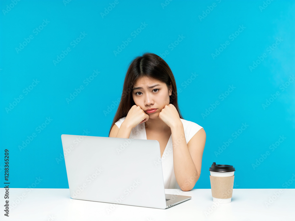 A series of images depicting young professional women experiencing workplace frustrations, highlighting the challenges of modern office life and the stress of multitasking in a corporate setting. A series of images depicting young professional women experiencing workplace frustrations, highlighting the challenges of modern office life and the stress of multitasking in a corporate setting.