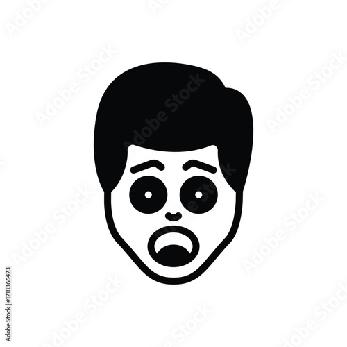 Black solid icon for surprised