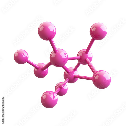 3D molecular structure on transparent background, PNG format.