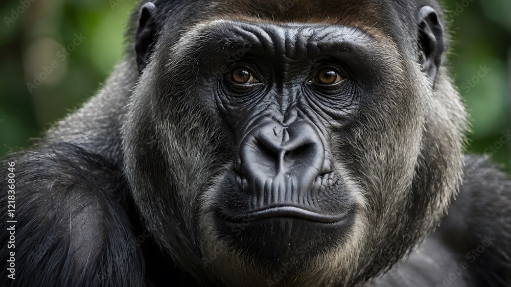 Western Lowland Gorilla Face: A Detailed and Expressive Close-Up Western Lowland Gorilla Face: A Detailed and Expressive Close-Up