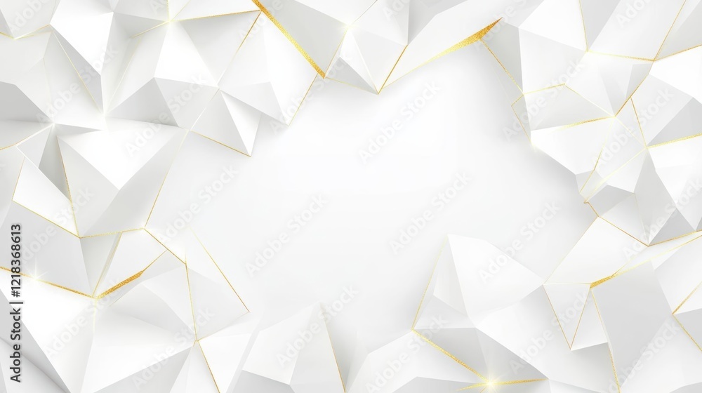 Obraz premium Abstract white geometric background with golden accents for design purposes.