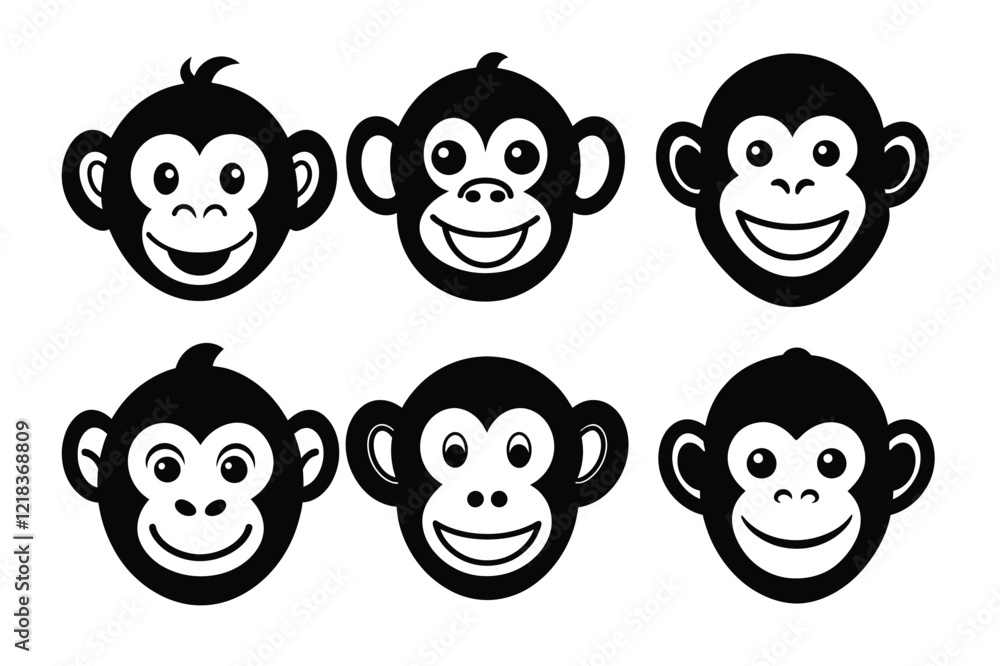 set of funny faces monkey set of funny faces monkey