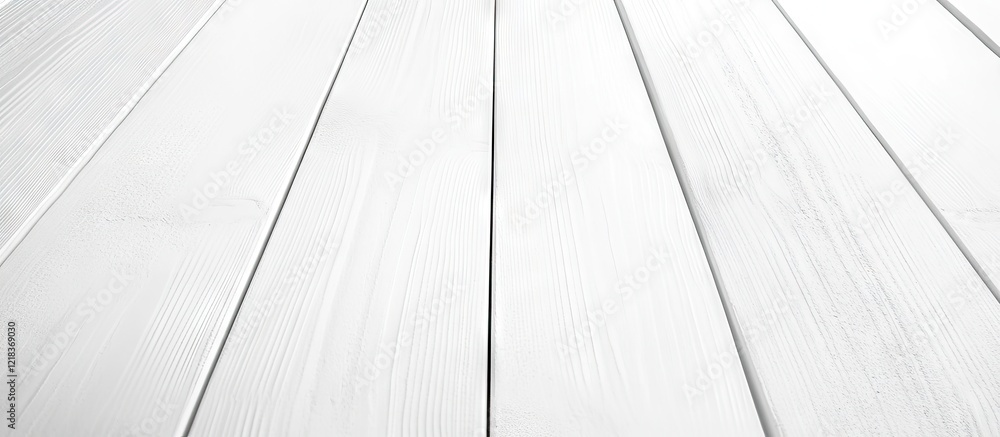 Obraz premium Clean white wooden tabletop background featuring textured vertical lines ideal for product display minimalistic style emphasizing simplicity and clarity