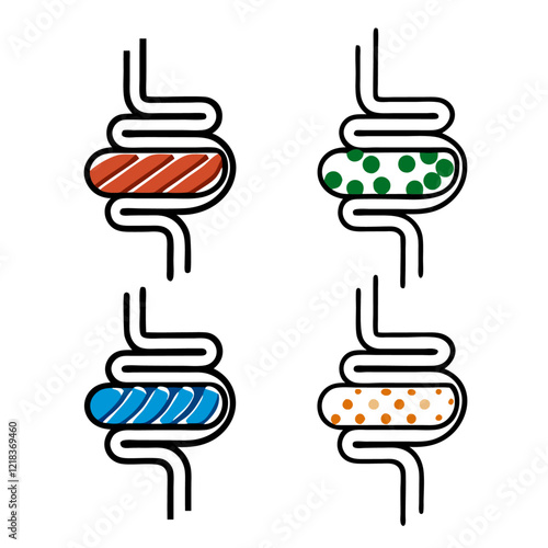 Abdominal bloating pain set vector illustration (3)