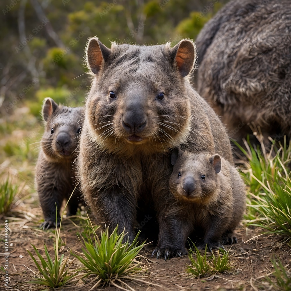 Bond of Love: Mother and Baby Northern Hairy-Nosed Wombat Bond of Love: Mother and Baby Northern Hairy-Nosed Wombat