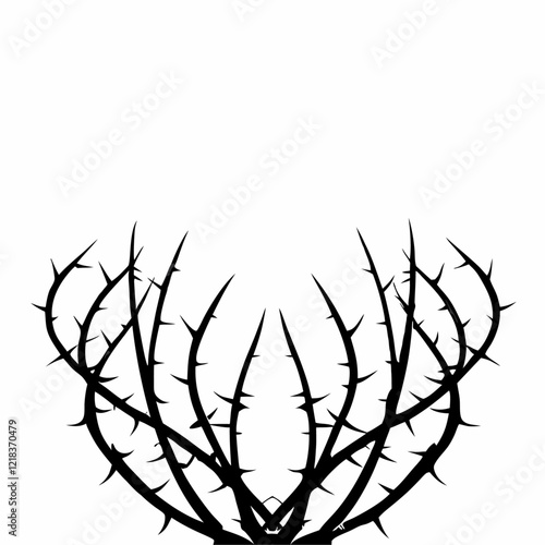 Blackthorn branches with thorns ellipse vector illustration (3)