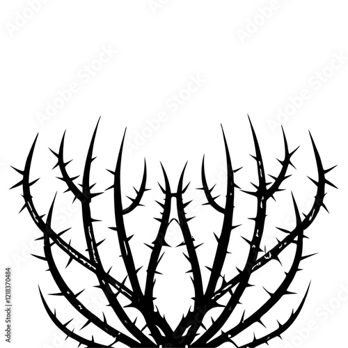 Blackthorn branches with thorns ellipse vector illustration (2)