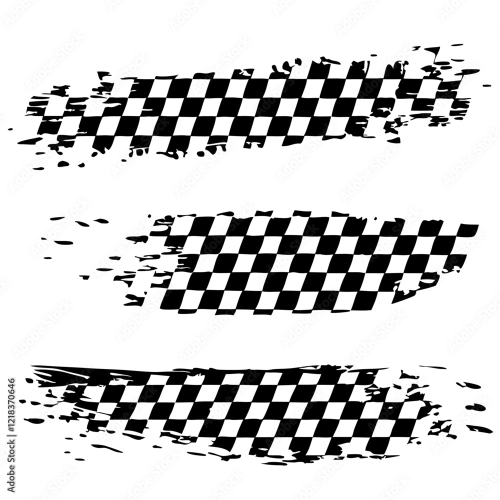 Naklejka premium Checkered grunge textures set vector illustration (2)