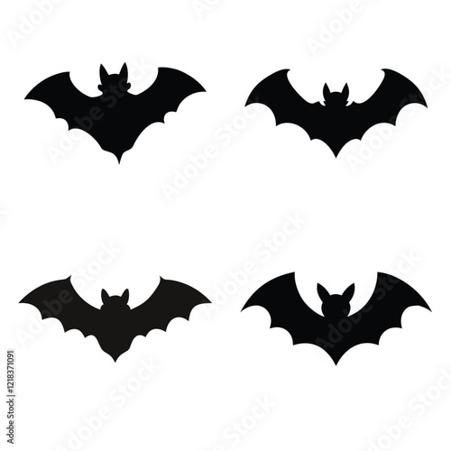 A set of bat silhouette illustration