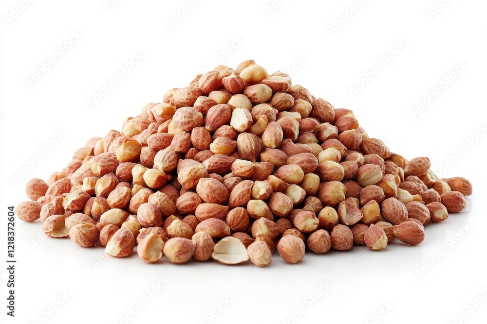 A pile of roasted, red peanuts, isolated. Perfect for food blogs, recipes, or agricultural articles. A pile of roasted, red peanuts, isolated. Perfect for food blogs, recipes, or agricultural articles.