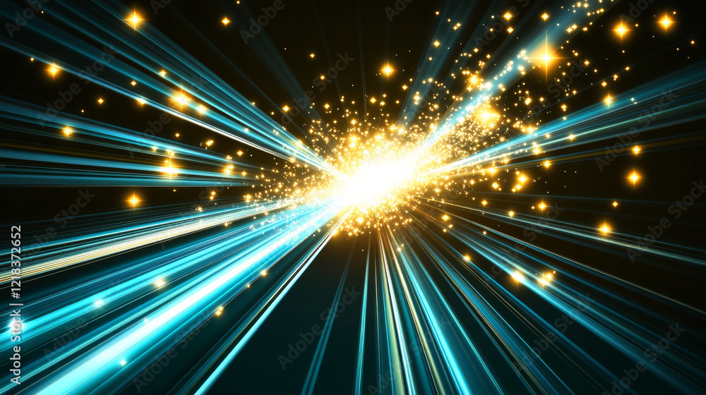 Naklejka premium Dynamic light burst with glowing particles