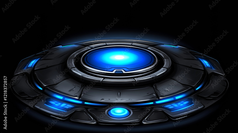 Futuristic glowing blue technology disc