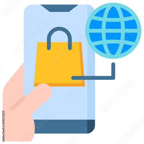 Online Shopping flat color icon