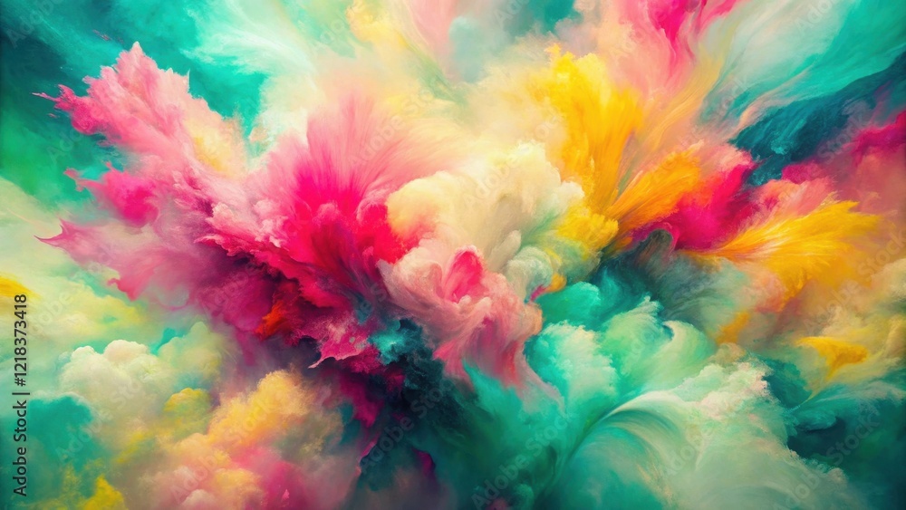 Fototapeta premium Abstract Whimsical Explosion of Vibrant Hues, a Colorful Dreamlike Canvas of Imaginative Textures and Swirling Forms