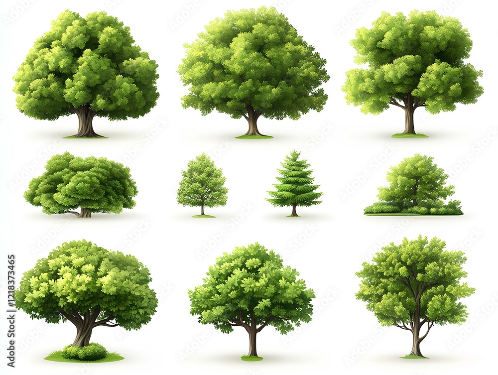 Vector set of trees on white background. Vector set of trees on white background.