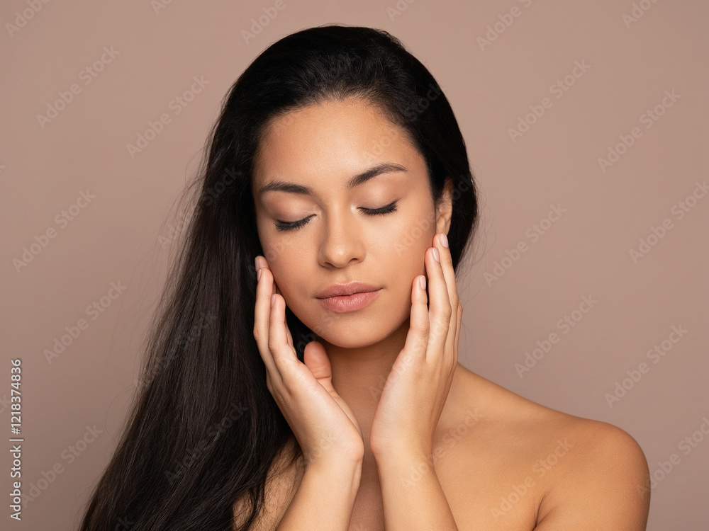 A serene beauty portrait showcasing radiant, flawless skin, emphasizing natural skincare and youthful elegance. A serene beauty portrait showcasing radiant, flawless skin, emphasizing natural skincare and youthful elegance.