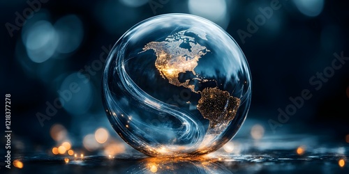 Wallpaper Mural A stylized globe illuminated with lights, showcasing the Americas, set against a blurred background. Concept Stylized Globe, Illuminated Design, Americas Focus, Blurred Background Torontodigital.ca