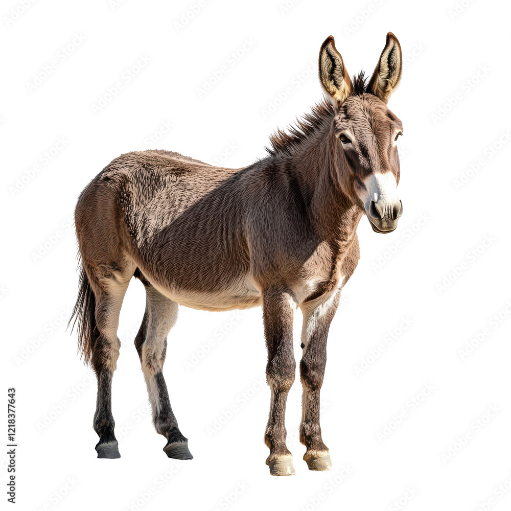 Brown Donkey Standing Against Black Background Animal Portrait Farm Animal Equine Mammal Brown Donkey Standing Against Black Background Animal Portrait Farm Animal Equine Mammal