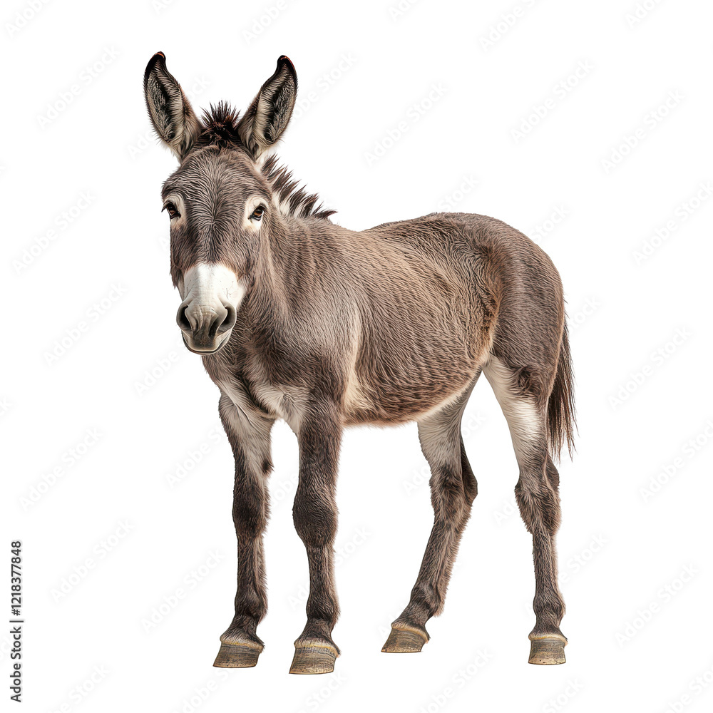 A Gray Donkey Standing Against a Black Background A Gray Donkey Standing Against a Black Background