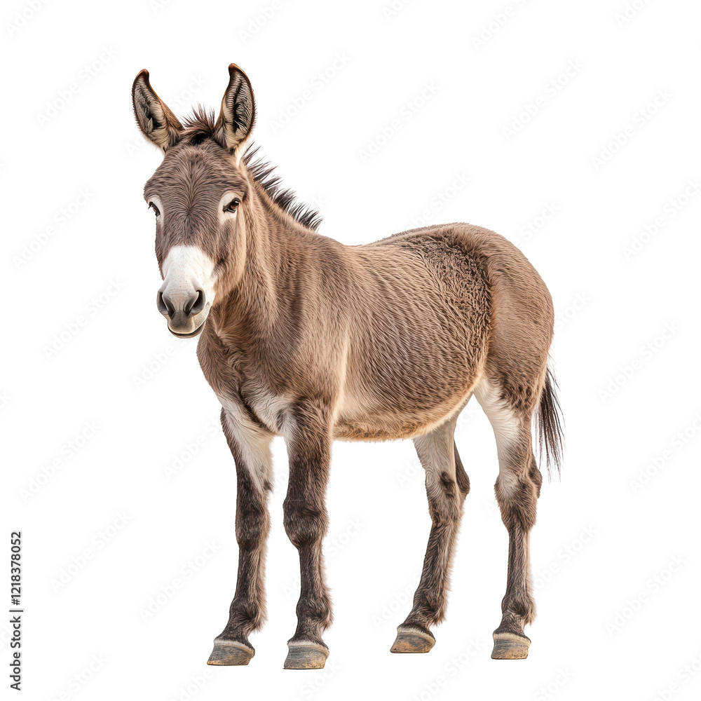 Young Donkey Standing Isolated Black Background Brown Fur Young Donkey Standing Isolated Black Background Brown Fur