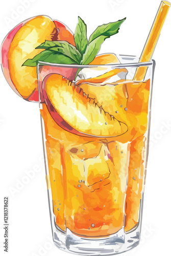 cocktail with ice and lemon white background,generative ai