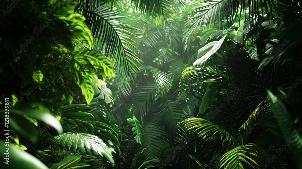 Fototapeta premium Lush Tropical Paradise: An Immersive Jungle Experience