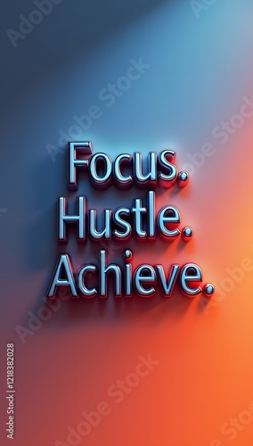Focus Hustle Achieve slogan on vibrant tech background