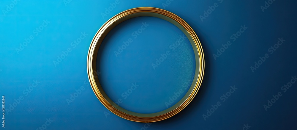 Elegant golden circular frame centrally positioned on a vibrant blue gradient background, enhancing visual appeal for artworks or designs. Elegant golden circular frame centrally positioned on a vibrant blue gradient background, enhancing visual appeal for artworks or designs.