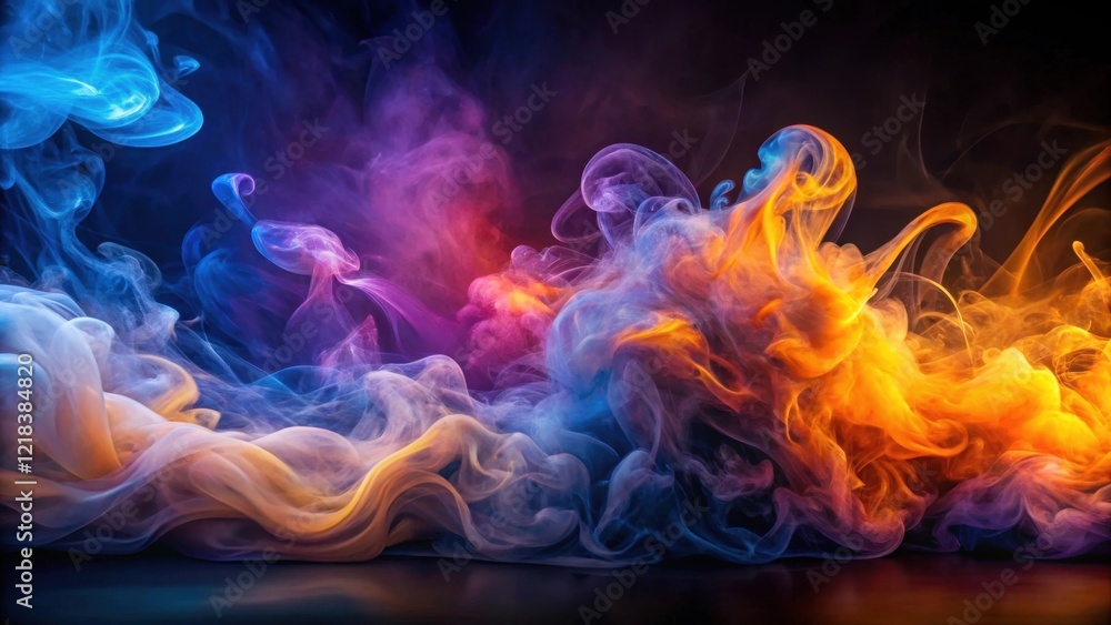 Obraz premium Abstract Colorful Swirling Smoke Composition with Vivid Hues and Dynamic Forms for Design and Artistic Applications